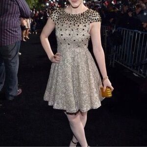 Alice + Olivia Black and Cream Mini Dress